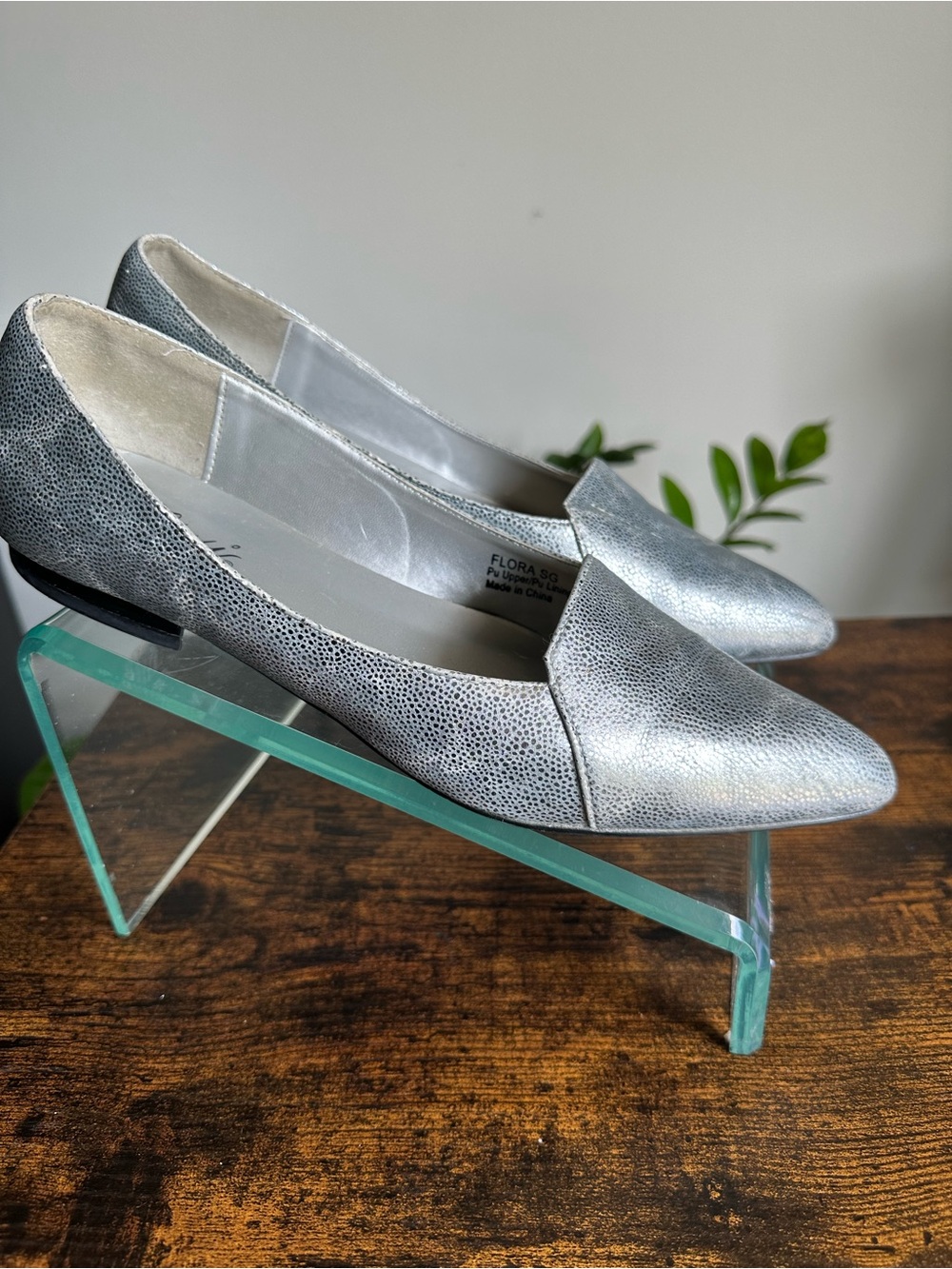 Bellini Silver Pointed Toe Slip-On Flats